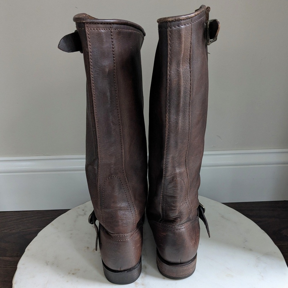 FRYE Women's Veronica Slouch Harness Leather Riding Boots Size 6.5 Brown 77609 - Picture 4 of 6
